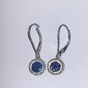 Sapphire and diamond 14k gold earrings